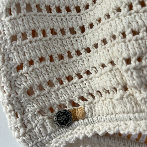 She Made Me Crochet Knit Off Shoulder Crop Top - Ivory - Size M - Picture 8 of 8